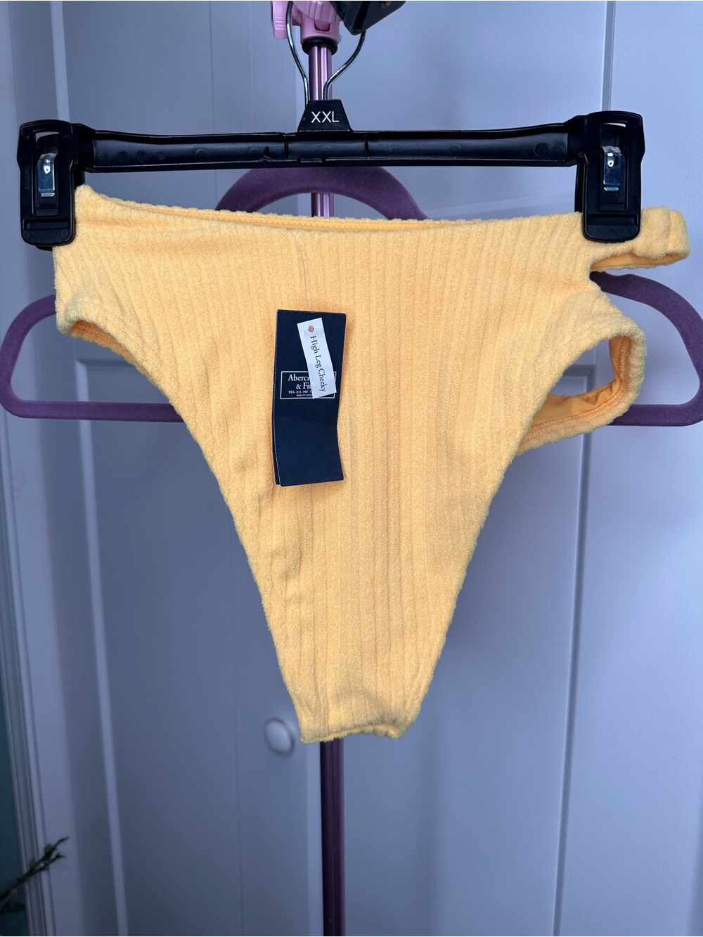 Abercrombie & Fitch Yellow Ribbed Bikini Bottom XS high leg cheeky NWT beach